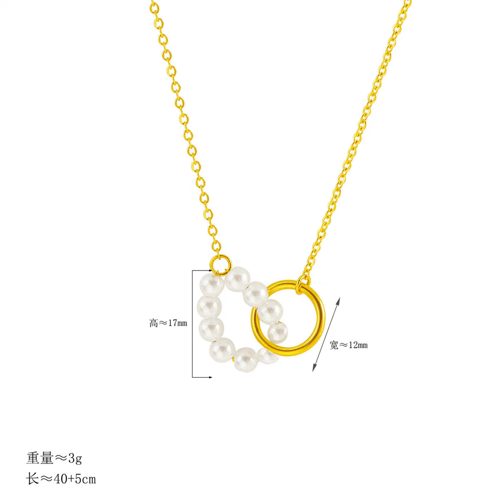 Damen Perlen- und Gold-Interlocking-Pendelkette Shop Nory