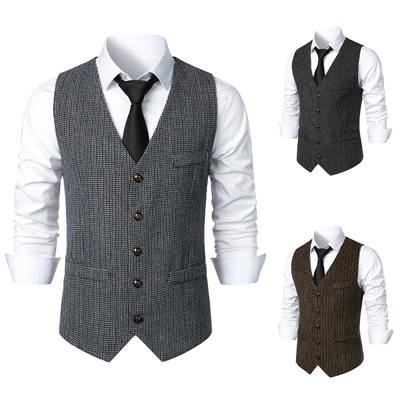 Herren Taillierte Strickweste mit V‑Ausschnitt und durchgehender Knopfleiste Shop Nory