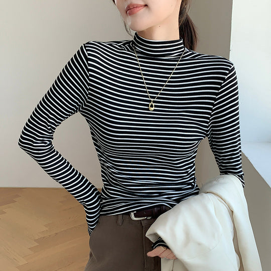Damen Figurbetontes Langarmshirt mit Rollkragen Shop Nory