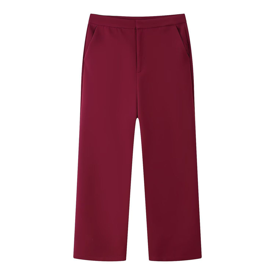 Damen Zweiteiliges Anzugset mit Federbesatz an Ärmeln und weiter Marlenehose Shop Nory