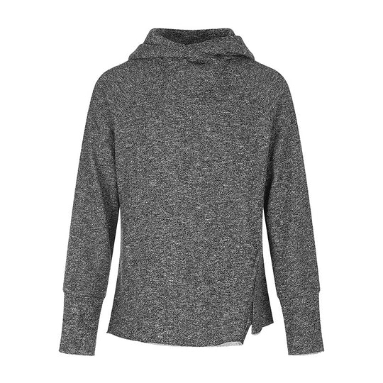 Damen Pullover‑Hoodie mit feinem Strukturstrick, seitlichen Schlitzen und verlängerten Bündchen Shop Nory