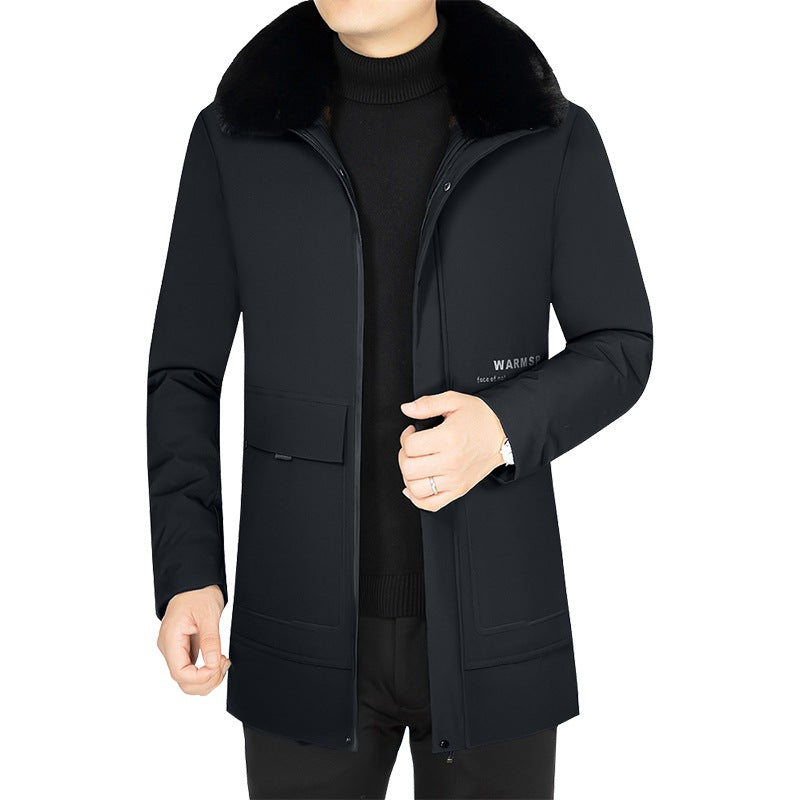 Herren Wärmender Kurzmantel mit abnehmbarem Kunstfellkragen und gesteppter Thermofütterung Shop Nory
