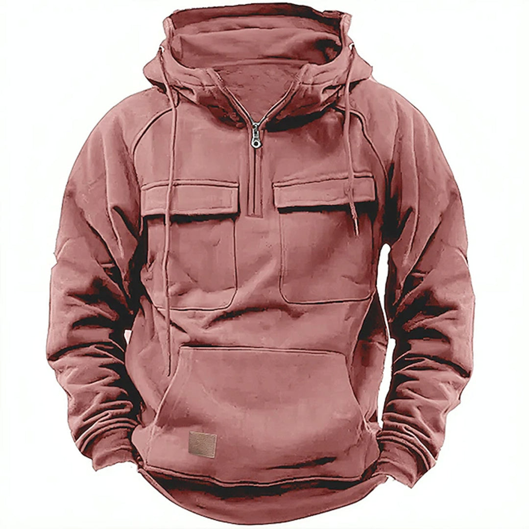 Herren nan taktischer Halbzip Kapuzenpullover mit Brustklappen, Kängurutasche und verstärkten Nähten Shop Nory