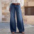 Damen Weite Jeans im Boho-Stil mit hohem Bund und komfortablem Schnitt