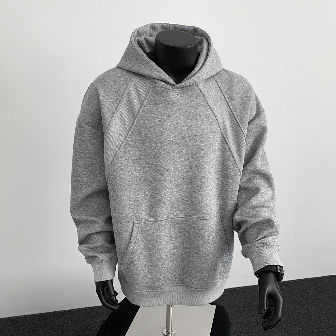 Herren Oversize-Kapuzenpullover mit diagonalem Einsatz und Kängurutasche Shop Nory