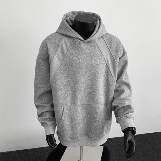 Herren Oversize-Kapuzenpullover mit diagonalem Einsatz und Kängurutasche Shop Nory