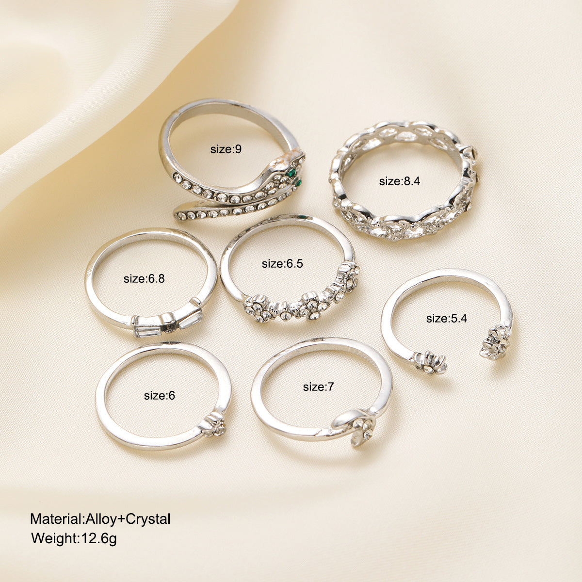 Damen Ring-Set mit funkelnden Akzenten und liebevollen Botschaften Shop Nory