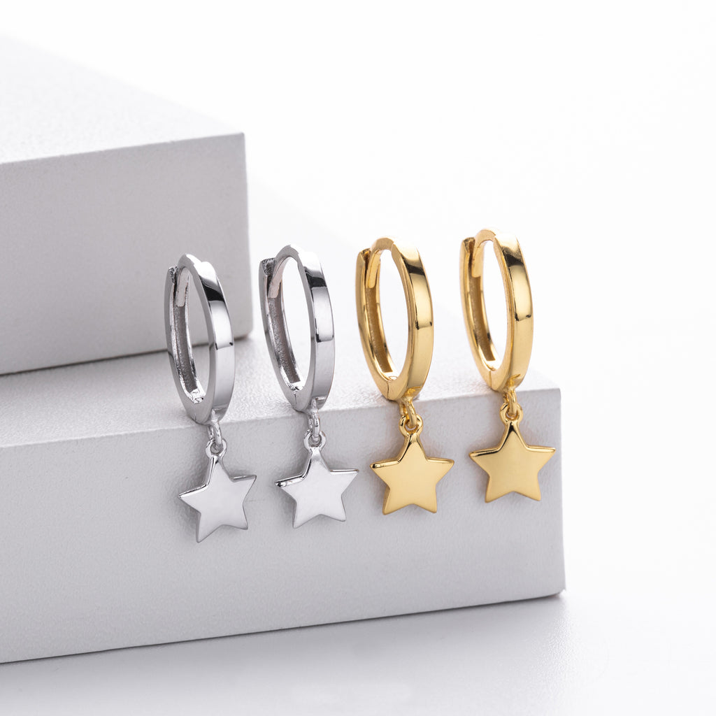 Damen Ohrhänger mit starförmigem Anhänger aus hochwertigem 925 Sterling Silber Shop Nory