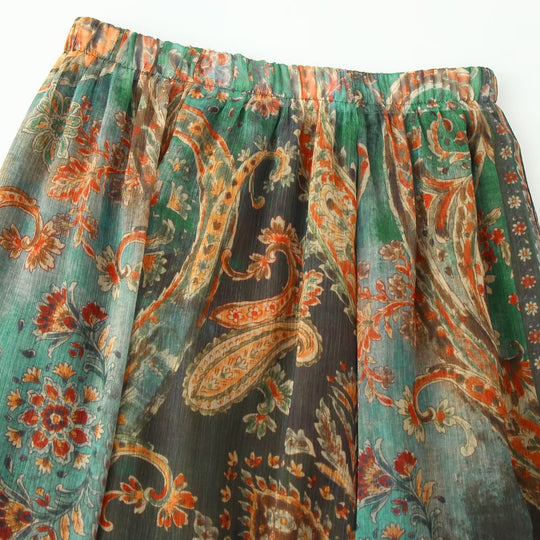 Damen Fließender Maxi‑Rock mit Paisley‑Print und elastischem Bund Shop Nory