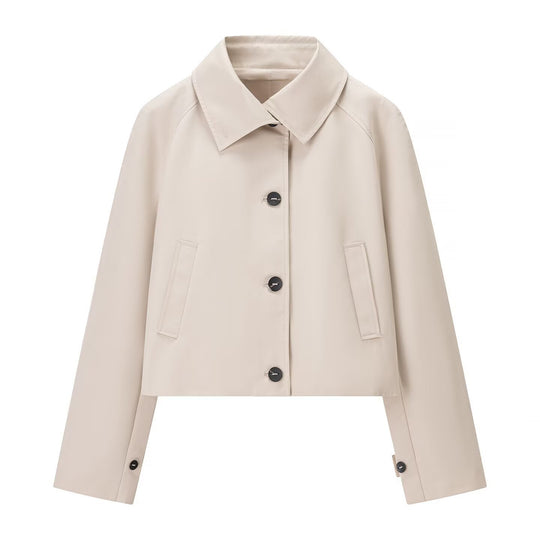 Damen Kurzjacke im Trenchstil mit kastiger Boxy‑Silhouette und Raglanärmeln Shop Nory