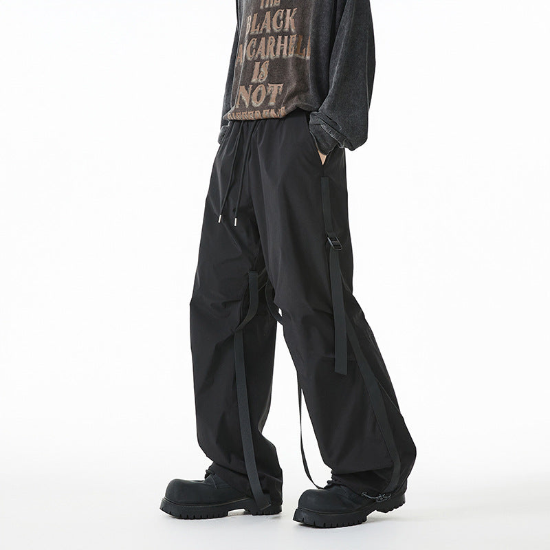 Damen Weite Tech-Cargo-Hose mit Tunnelzugbund, Beinriemen und wasserabweisender Nylon‑Optik Shop Nory