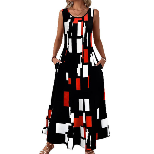 Damen Maxikleid mit buntem Grafikdesign