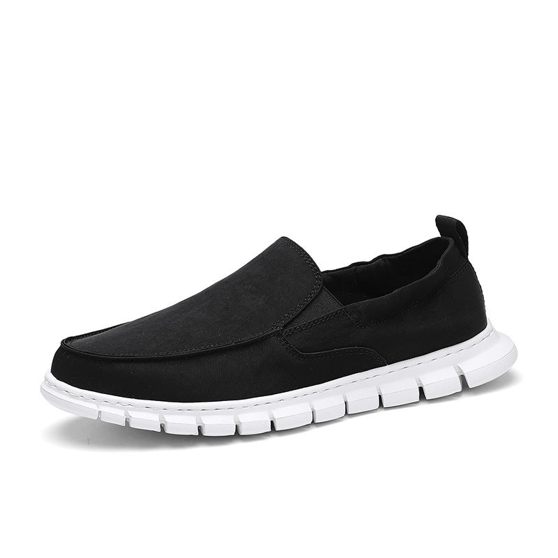 Herren Legerer Canvas-Mokassin-Slipper mit geflochtener Schnürung und gefleckter EVA-Sohle Shopy Nory
