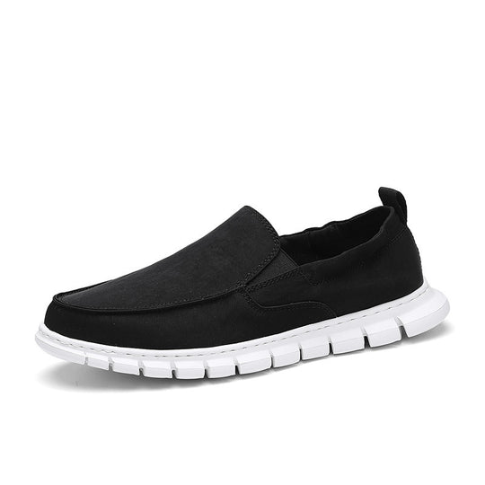 Herren Legerer Canvas-Mokassin-Slipper mit geflochtener Schnürung und gefleckter EVA-Sohle Shopy Nory