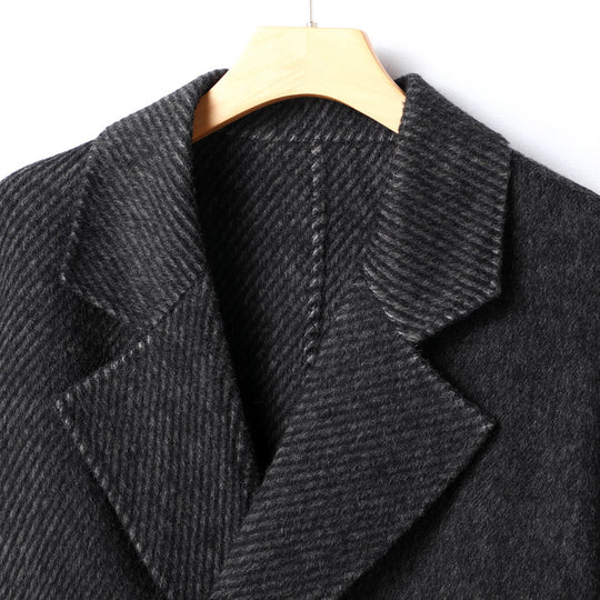 Herren Langer doppeltreihiger Wollmix-Mantel mit strukturiertem Revers Shop Nory