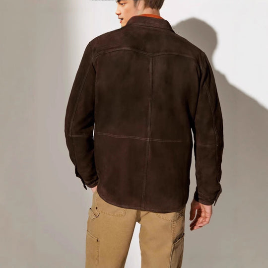 Herren Wildlederjacke im modernen Schnitt mit praktischen Taschen Shopnory