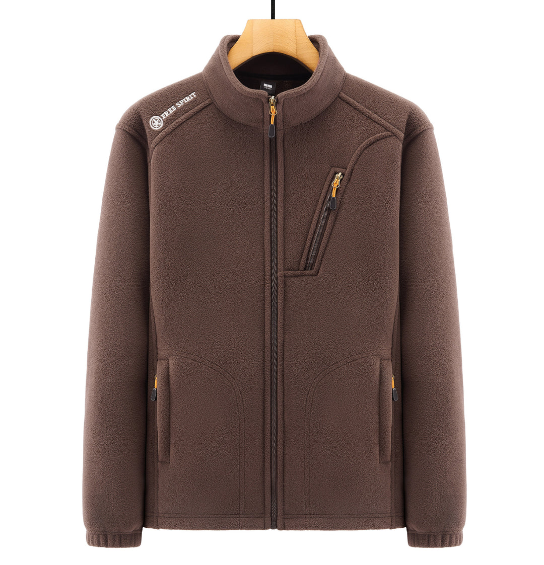 Herren Warme Microfleece-Outdoorjacke mit Brustreißverschluss, Seitentaschen und Stehkragen Shop Nory