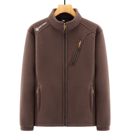 Herren Warme Microfleece-Outdoorjacke mit Brustreißverschluss, Seitentaschen und Stehkragen Shop Nory