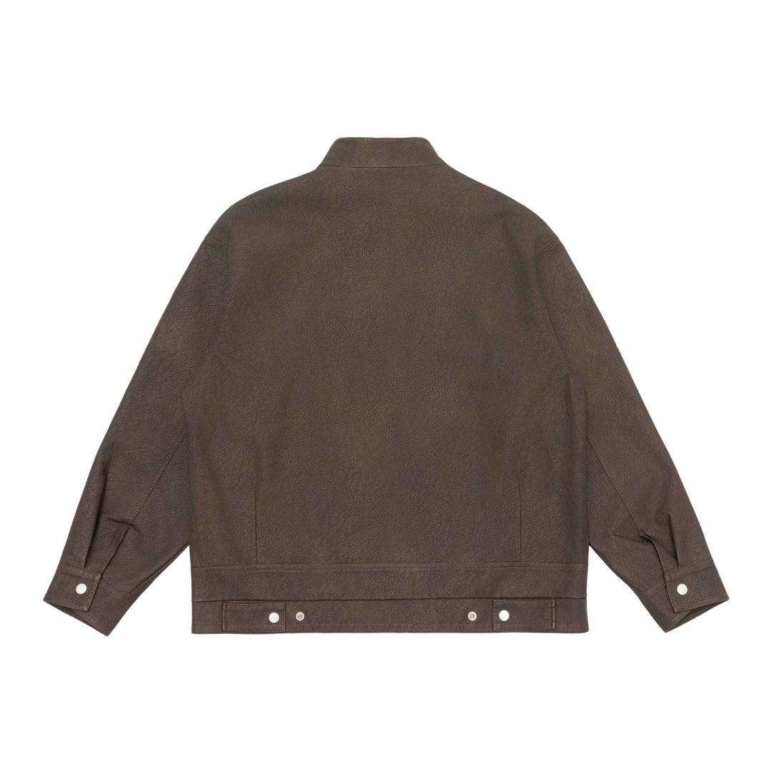 Unisex Boxy-Kunstleder-Blousonjacke mit Stehkragen und aufgesetzten Pattentaschen Shop Nory