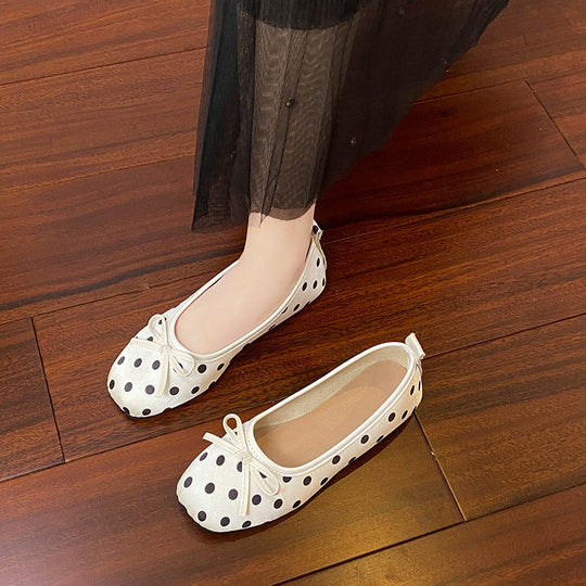 Damen Ballerinas mit verspieltem Punktedesign und zartem Schleifen-Detail