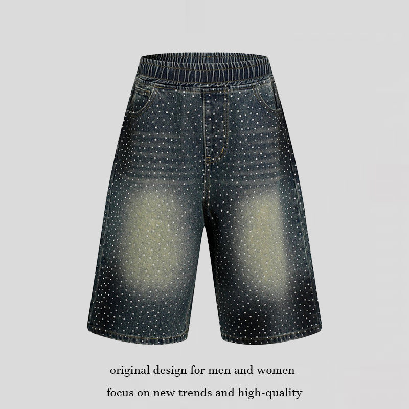 Damen hochgeschnittene Denim-Culotte-Shorts mit Komfortbund und dezentem Punktmuster Shop Nory