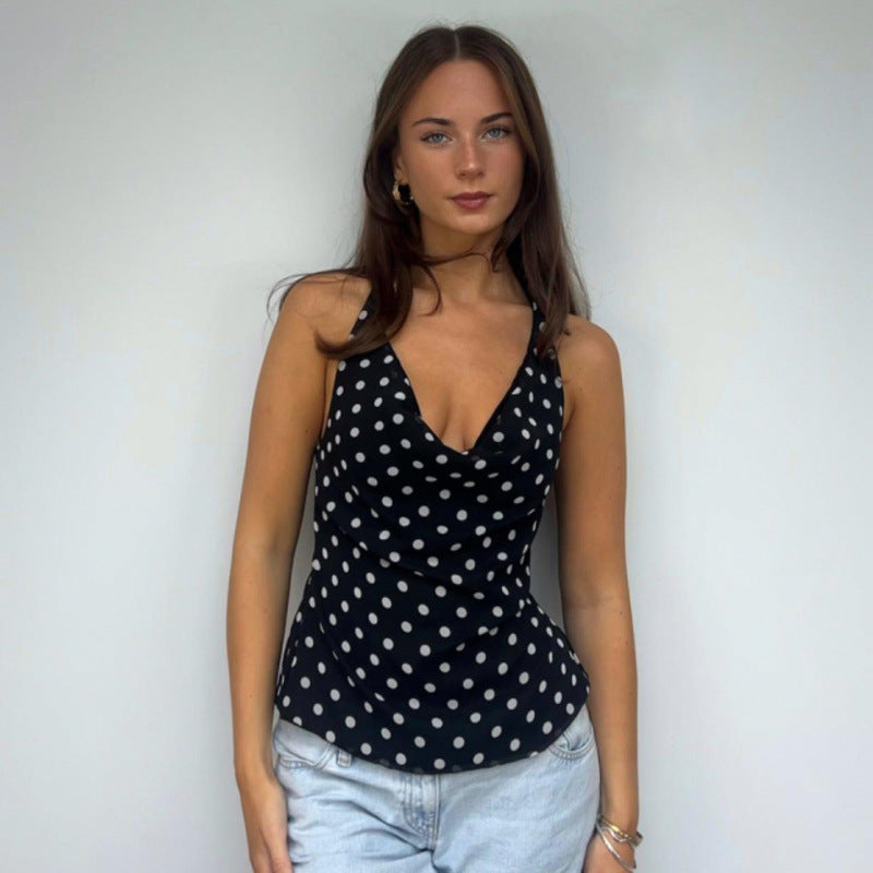 Damen Haltertop mit polka-dots Design und figurbetontem Schnitt