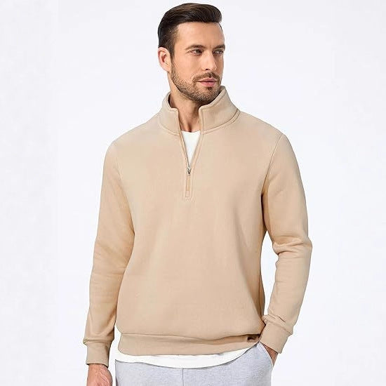 Herren nan halbzip Pullover aus schwerer Baumwollmischung mit hohem Stehkragen und gerippten Bündchen Shop Nory
