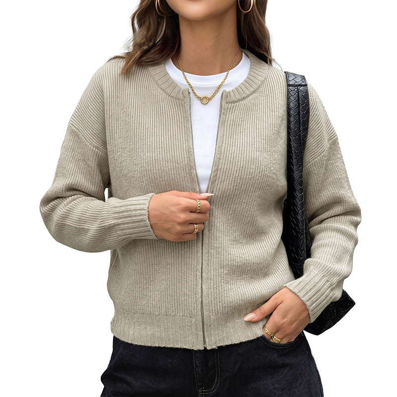 Damen Lässige Strickjacke mit chemischem Reißverschluss Shop Nory
