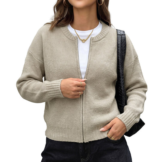 Damen Lässige Strickjacke mit chemischem Reißverschluss Shop Nory