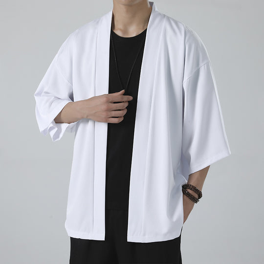 Herren kimonoartige Kurzjacke im Oversize-Stil mit offenem Schnitt und weichem Fall Shop Nory
