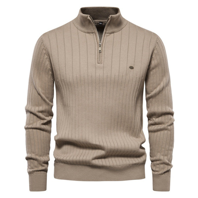 Herren Pullover mit halbem Reißverschluss und Rippstruktur