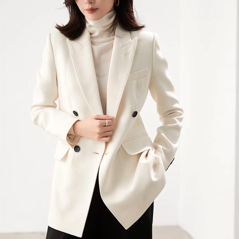 Damen Taillierter Longline-Blazer mit doppelreihiger Knopfleiste und Pattentaschen Shop Nory
