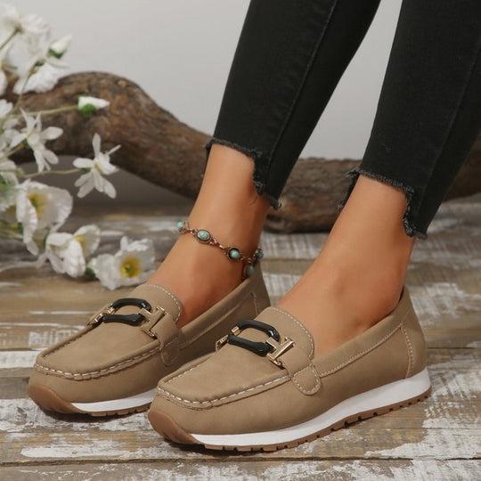 Damen Mokassin-Slipper mit Ziermetall-Bit und dämpfender Profilsohle Shop Nory