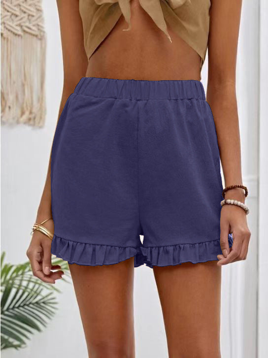 Damen Shorts mit Rüschendetails und Elastischem Bund
