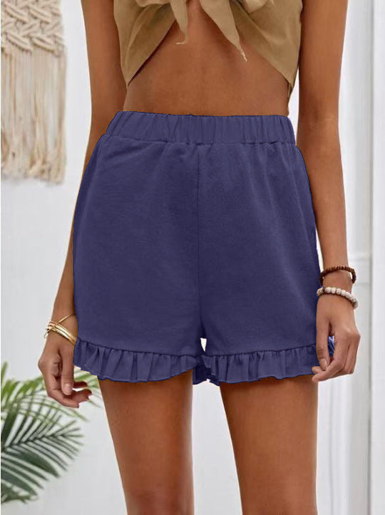 Damen Shorts mit Rüschendetails und Elastischem Bund