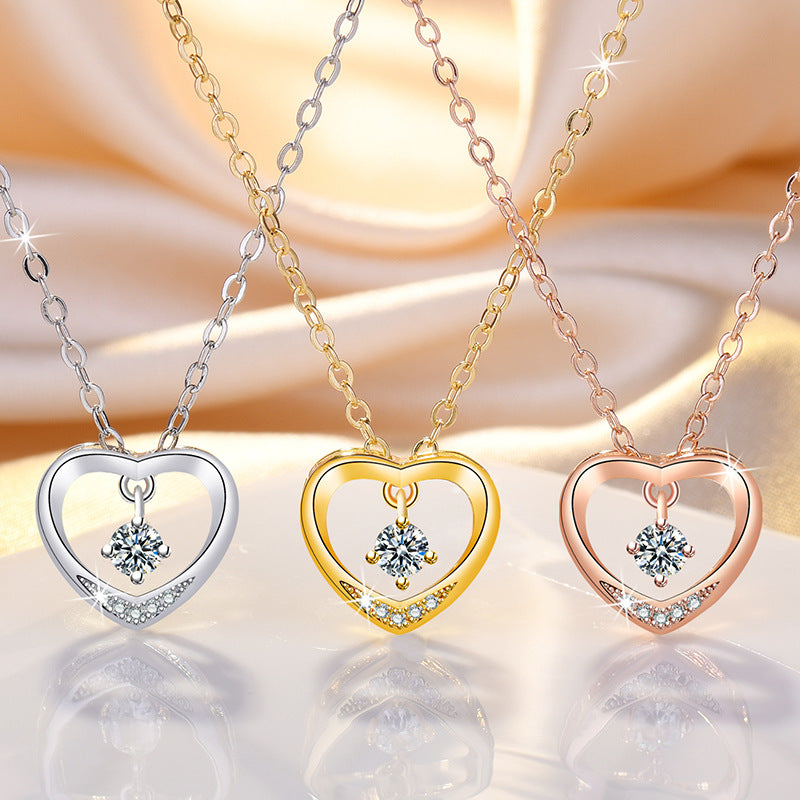 Damen Halskette mit herzförmigem Anhänger und funkelndem Zirkonia-Shop Nory