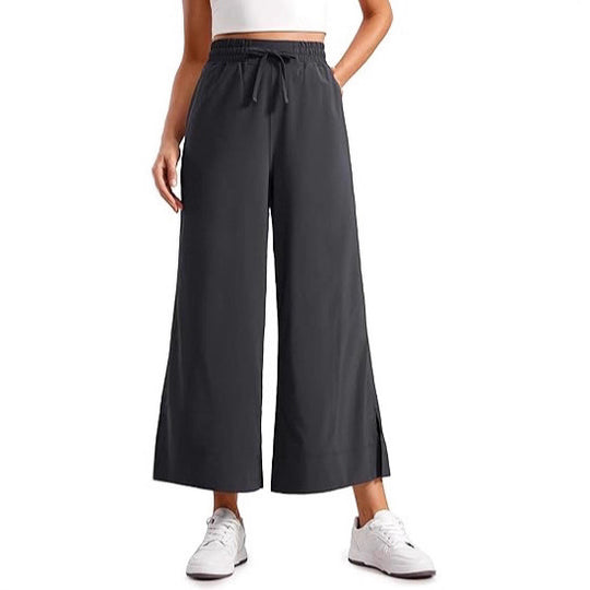 Damen nan weite Culotte-Hose mit elastischem Bund, Tunnelzug und seitlichen Schlitzen Shop Nory
