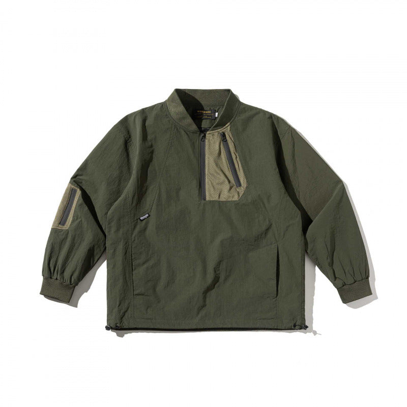Unisex Leichtes Oversize-Anorak mit halbem Reißverschluss, Utility‑Taschen und Tunnelzugsaum Shop Nory