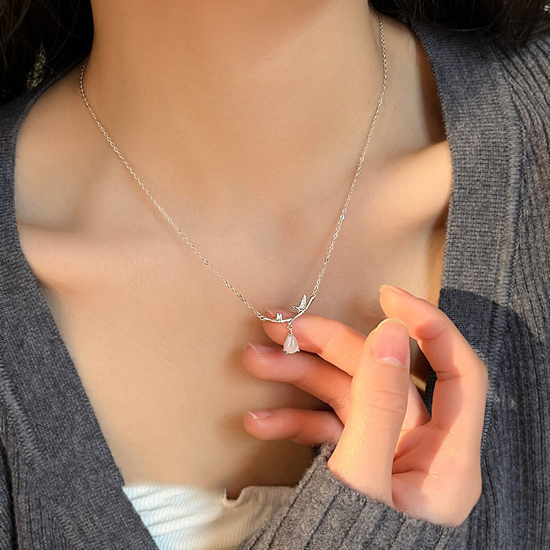 Damen Halskette mit kunstvollem Zweigdesign und köstlichen Kristallverzierungen Shop Nory
