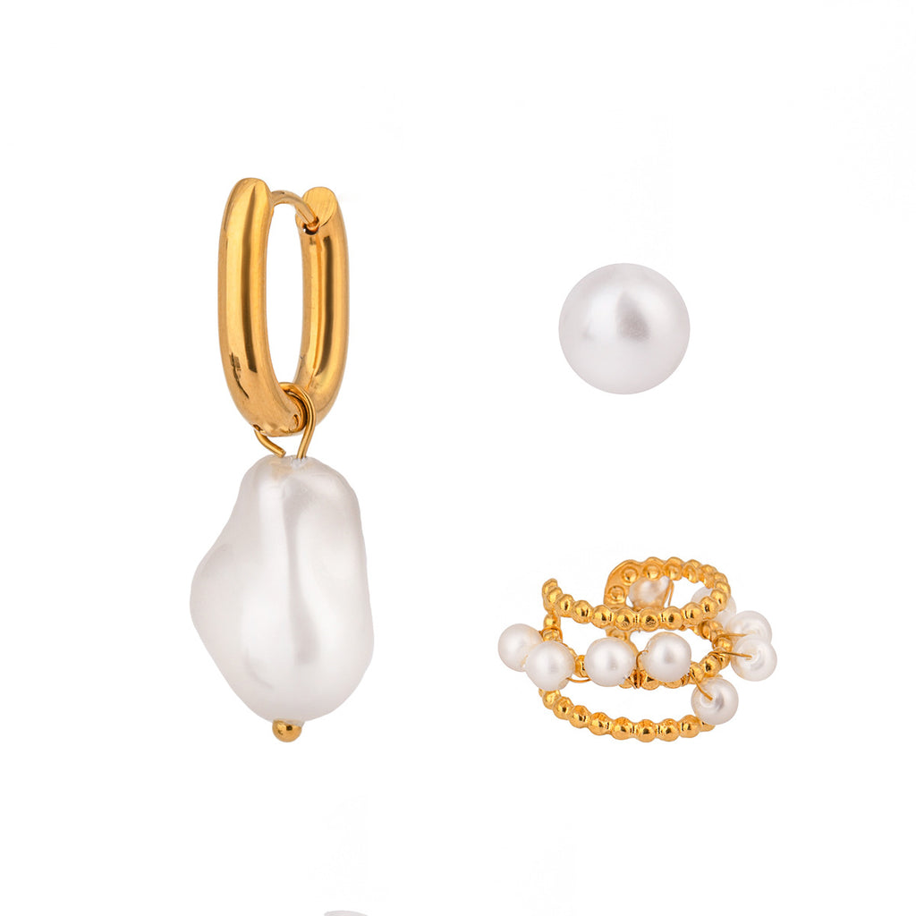 Damen Ohrhänger mit perlenbesetztem Design und hypoallergener Edelstahlverarbeitung Shop Nory