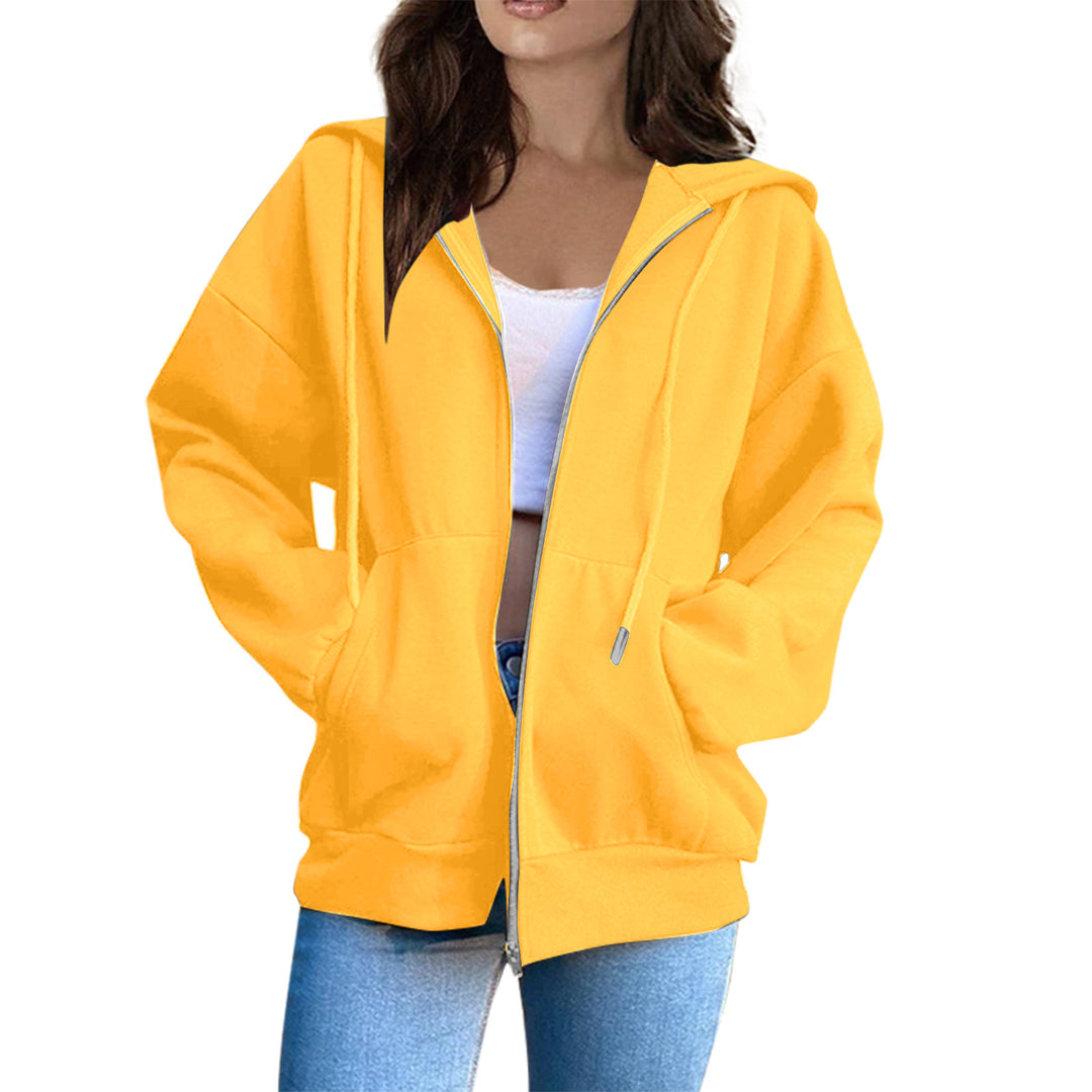 Damen nan lässige Kapuzenjacke mit durchgehendem Reißverschluss, Kängurutaschen und voluminösen Raglanärmeln Shop Nory