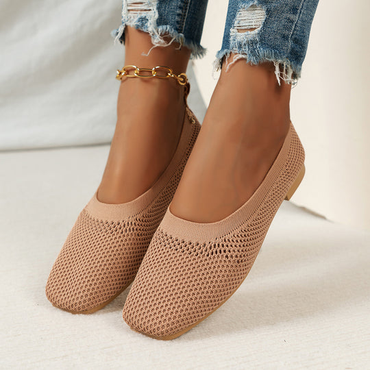 Damen Atmungsaktive Strick‑Ballerinas mit quadratischer Spitze Shop Nory
