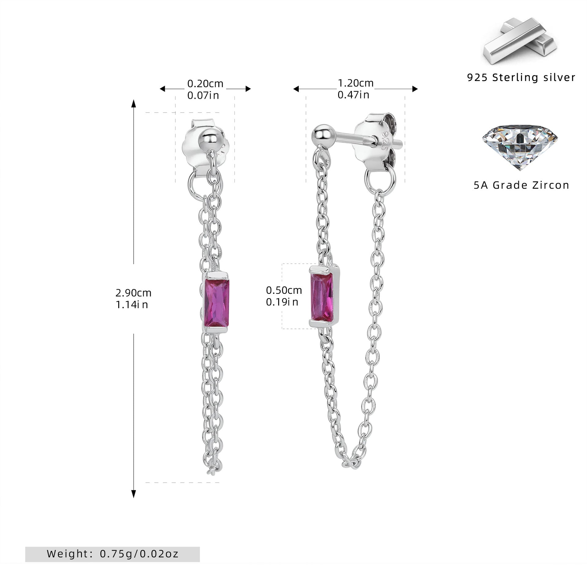 Damen Ohrringe mit luxuriösen Zirkonanhängern aus 925 Sterling Silber Shop Nory