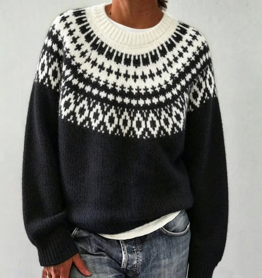 Damen Rundhalsausschnitt Norweger-Pullover mit Fair-Isle-Jacquard Shop Nory