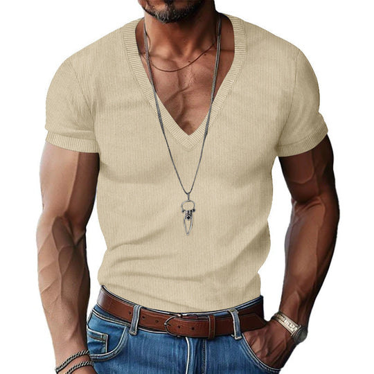 Herren Kurzarm V-Ausschnitt T-Shirt