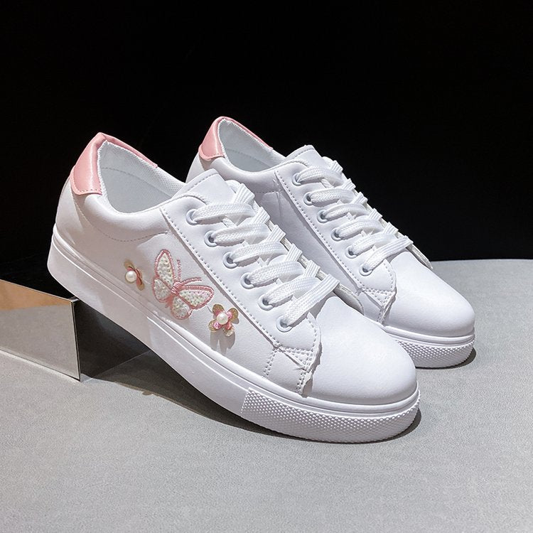 Damen Freizeit Sneakers mit verspieltem Schmetterlings- und Blumenmotiv