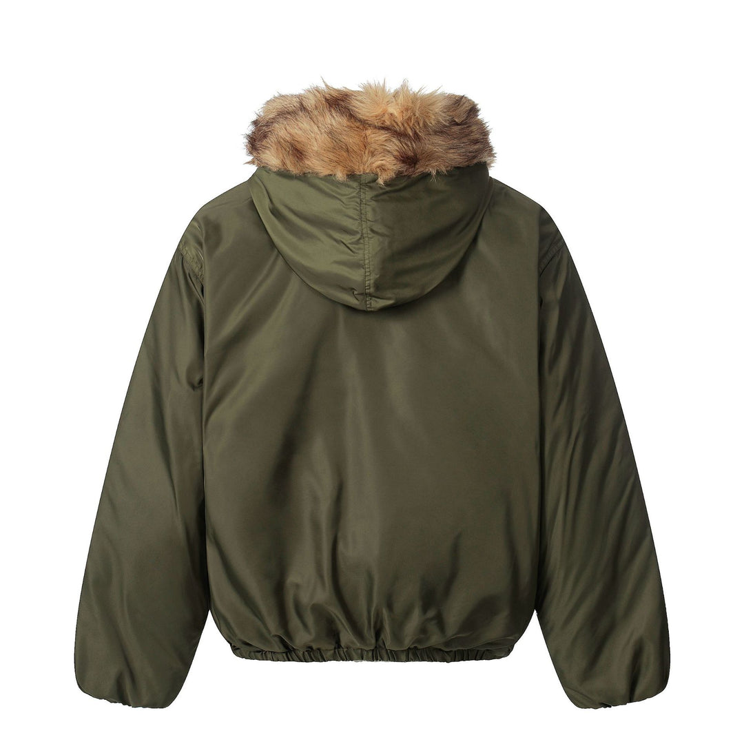 Damen Kurzblouson mit kunstfellbesetzter Kapuze und geflochtenem Fellbesatz Shop Nory