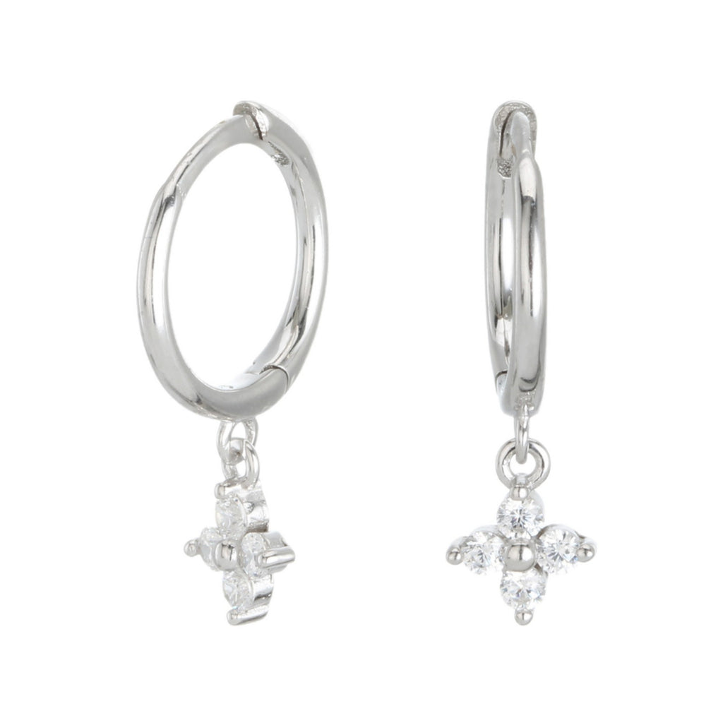 Damen Creolenohrringe mit blütenförmigen Anhängern und hochwertigem Zirkonbesatz Shop Nory