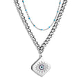 Damen Halskette mit mehrlagigem Design und auffälligem Augenanhänger Shop Nory