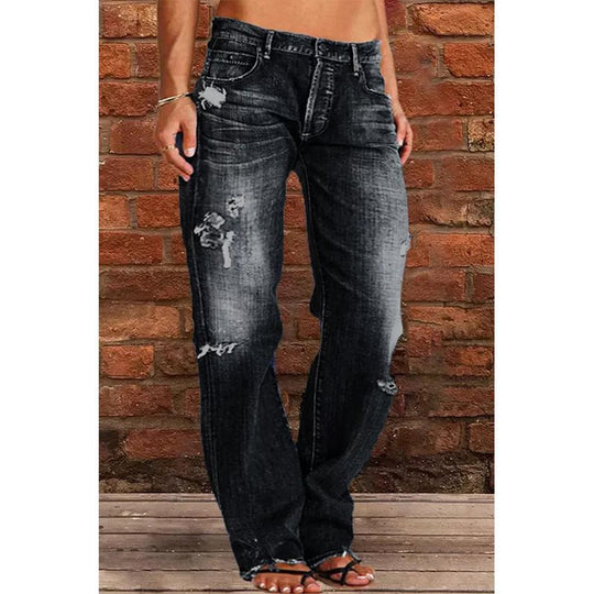 Damen Lockere Destroyed-Jeans mit weitem Bein und niedriger Taille Shop Nory